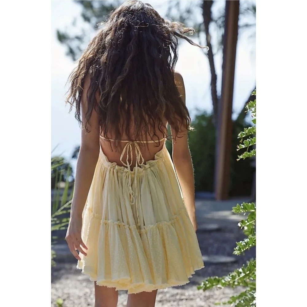 Free People 100 Degrees Of Shine Mini Dress Mesh Sleeveless Ruched Size Large - Picture 4 of 12